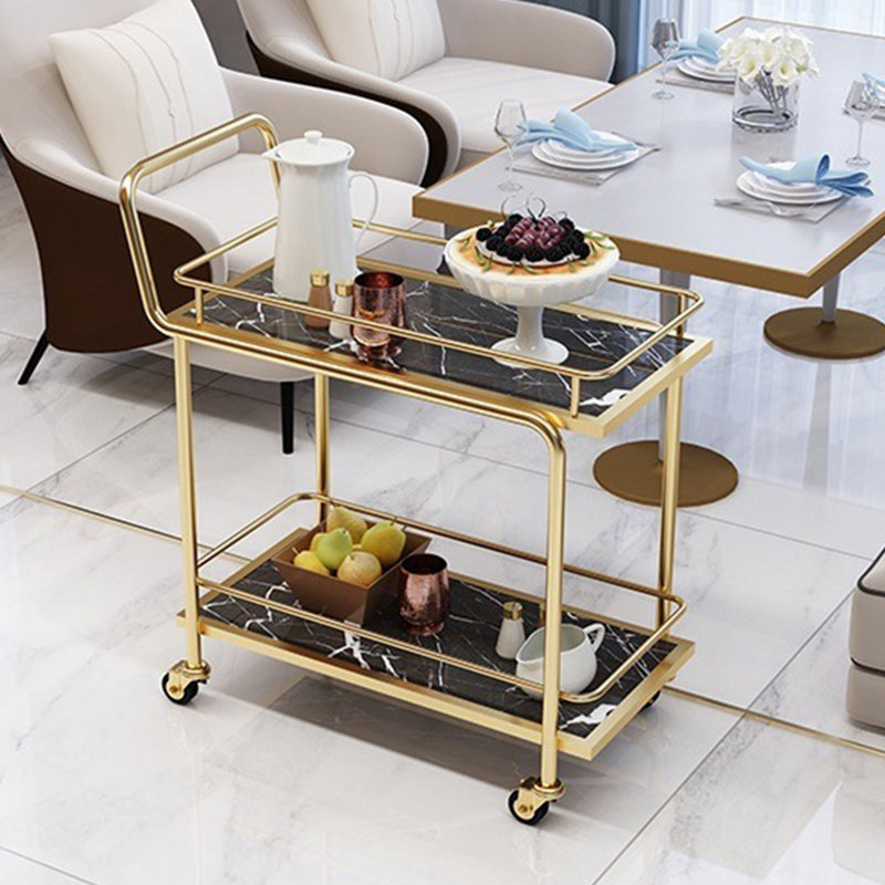 Contemporary Metal Prep Table 33.86"H Rolling Prep Table for Home Use