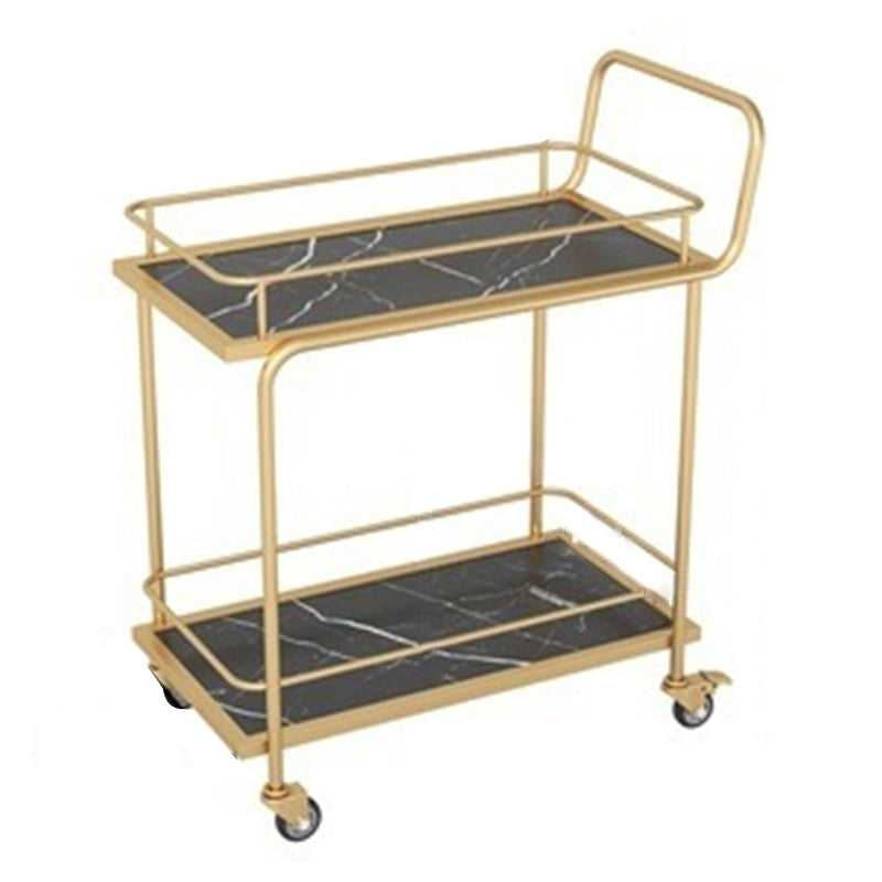 Contemporary Metal Prep Table 33.86"H Rolling Prep Table for Home Use