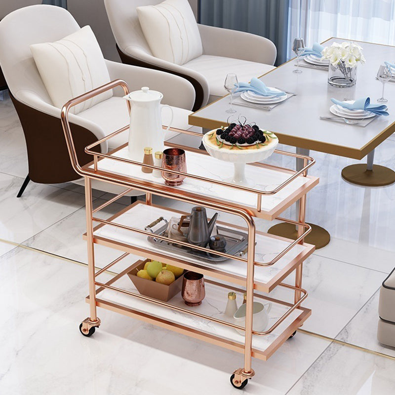 Contemporary Metal Prep Table 33.86"H Rolling Prep Table for Home Use