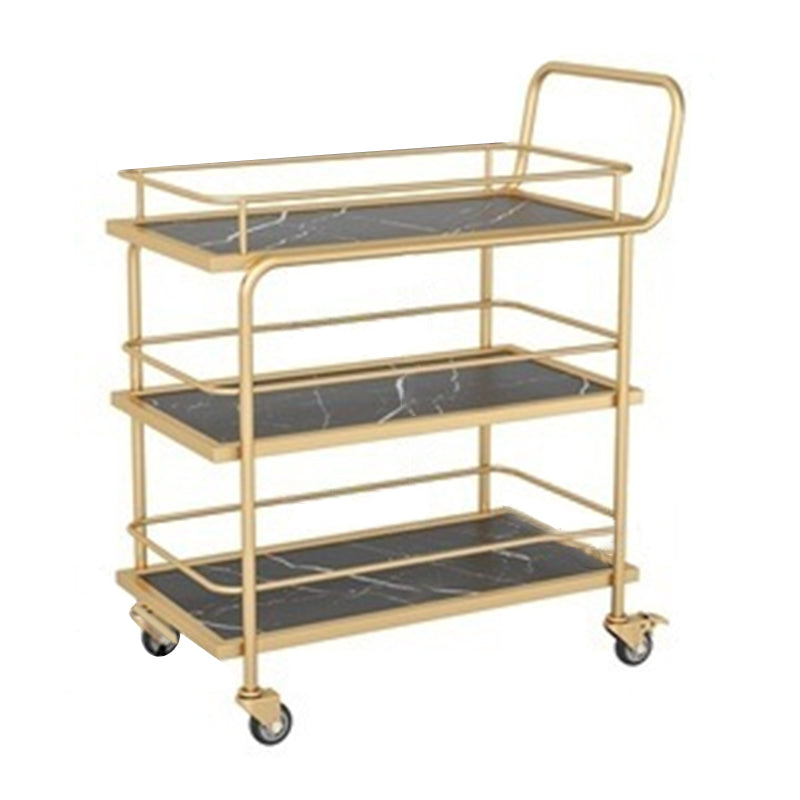 Contemporary Metal Prep Table 33.86"H Rolling Prep Table for Home Use