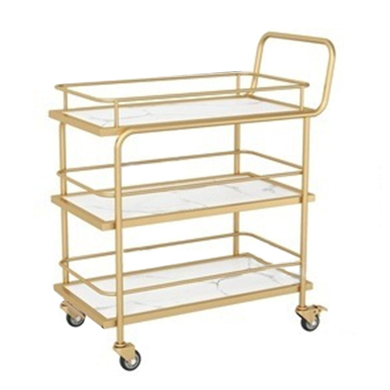 Contemporary Metal Prep Table 33.86"H Rolling Prep Table for Home Use