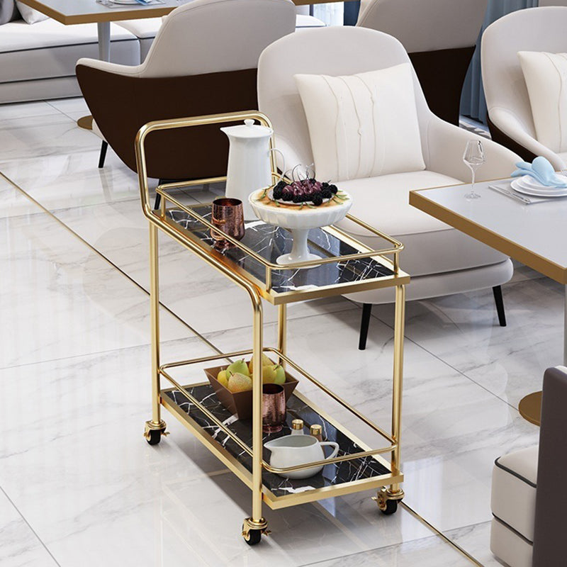 Contemporary Metal Prep Table 33.86"H Rolling Prep Table for Home Use