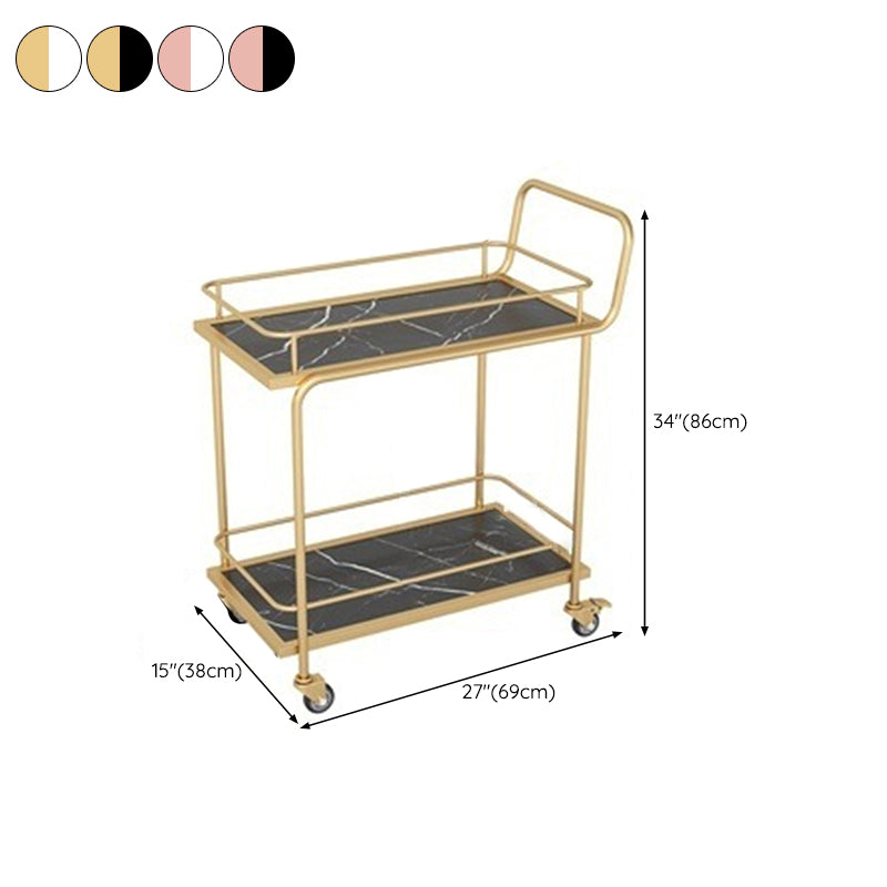 Contemporary Metal Prep Table 33.86"H Rolling Prep Table for Home Use