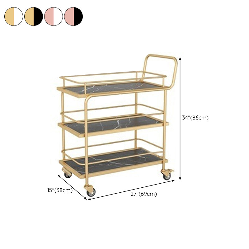 Contemporary Metal Prep Table 33.86"H Rolling Prep Table for Home Use