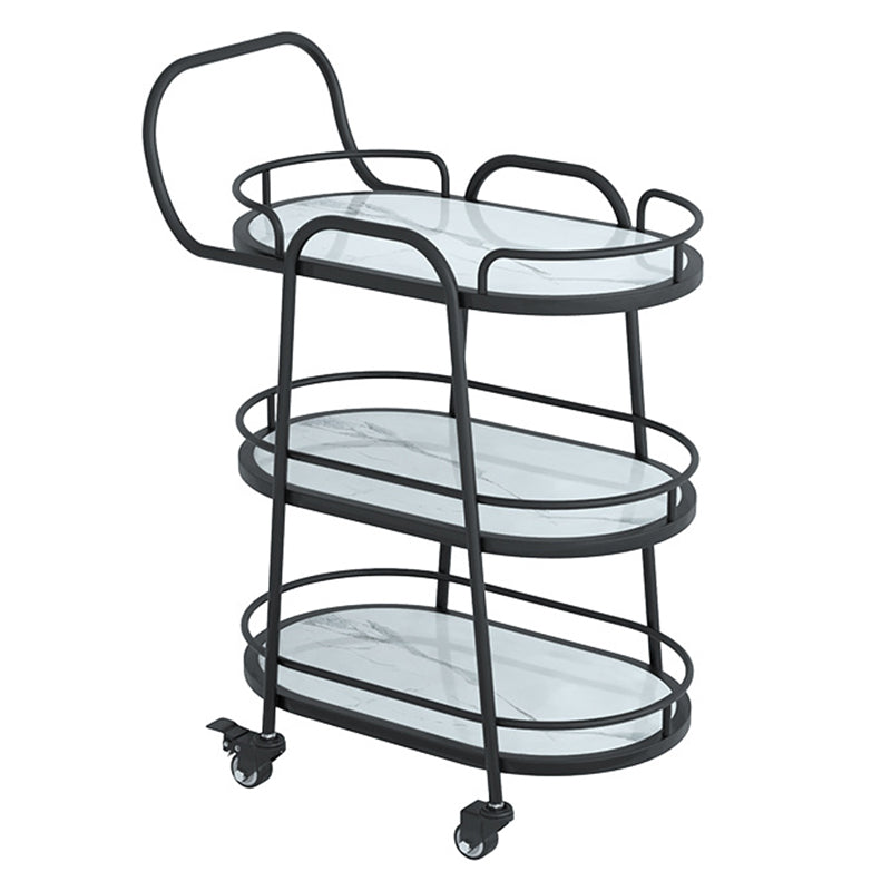 33.46"H Rolling Prep Table Modern Style Oval Reclaimed Wood Prep Table for Home Use