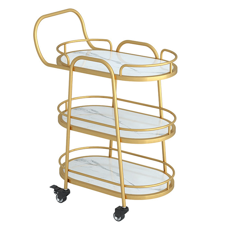 33.46"H Rolling Prep Table Modern Style Oval Reclaimed Wood Prep Table for Home Use