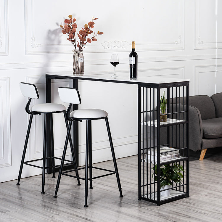 Contemporary Bar Table Set 1/3 Pcs Faux Marble Bar Table and Armless Stools