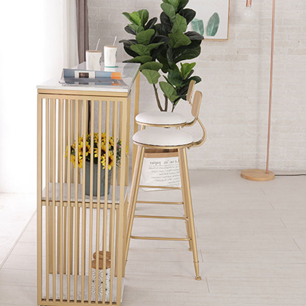 Modern Rectangle Pub Set 1/3 Pcs Stone Bar Table with Storage Shelves and Stools