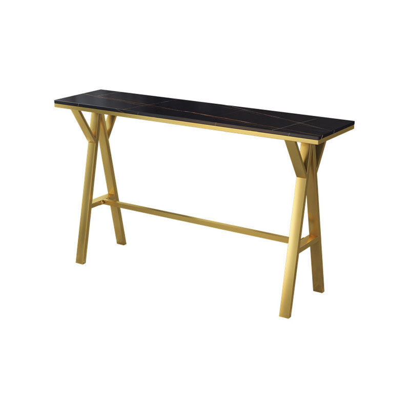 Rectangle Pub Set 1/3/5 Pcs Bar Table and Stools with Gold Metal Frame