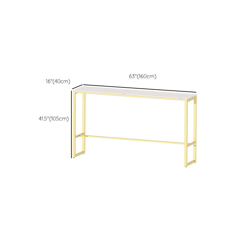 Glam 1/4 Pieces Bar Table Set Rectangle Stone Counter Table with High Stools for Shops