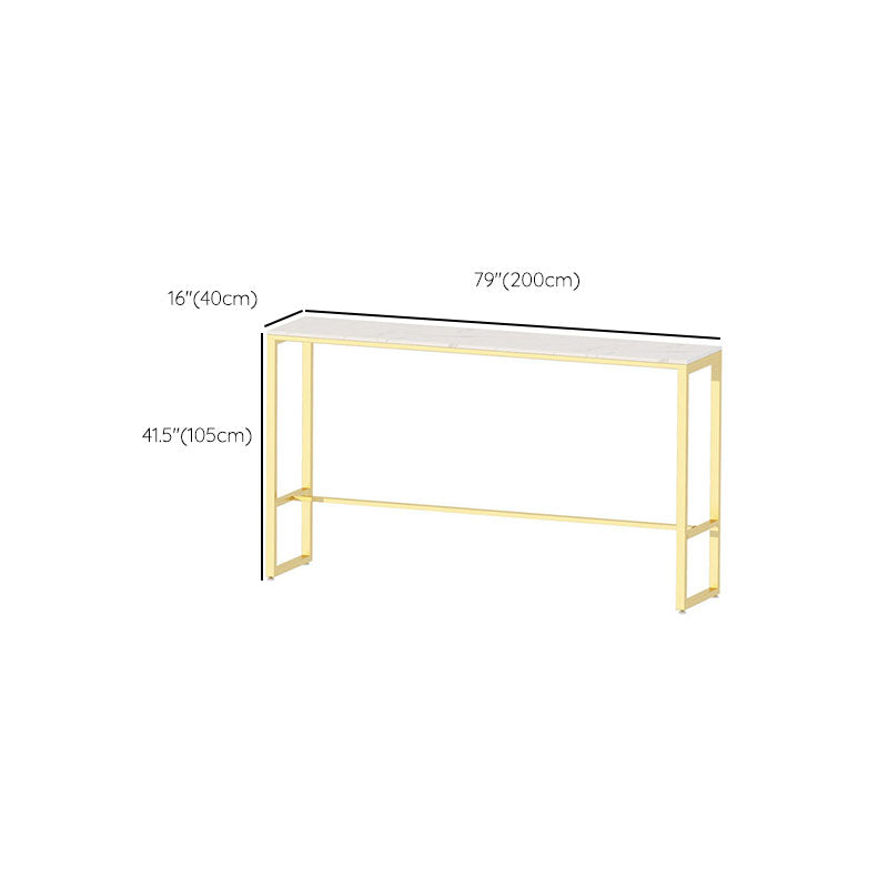Glam 1/4 Pieces Bar Table Set Rectangle Stone Counter Table with High Stools for Shops