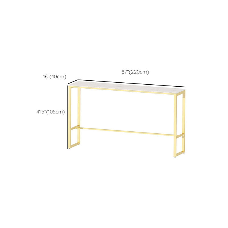 Glam 1/4 Pieces Bar Table Set Rectangle Stone Counter Table with High Stools for Shops