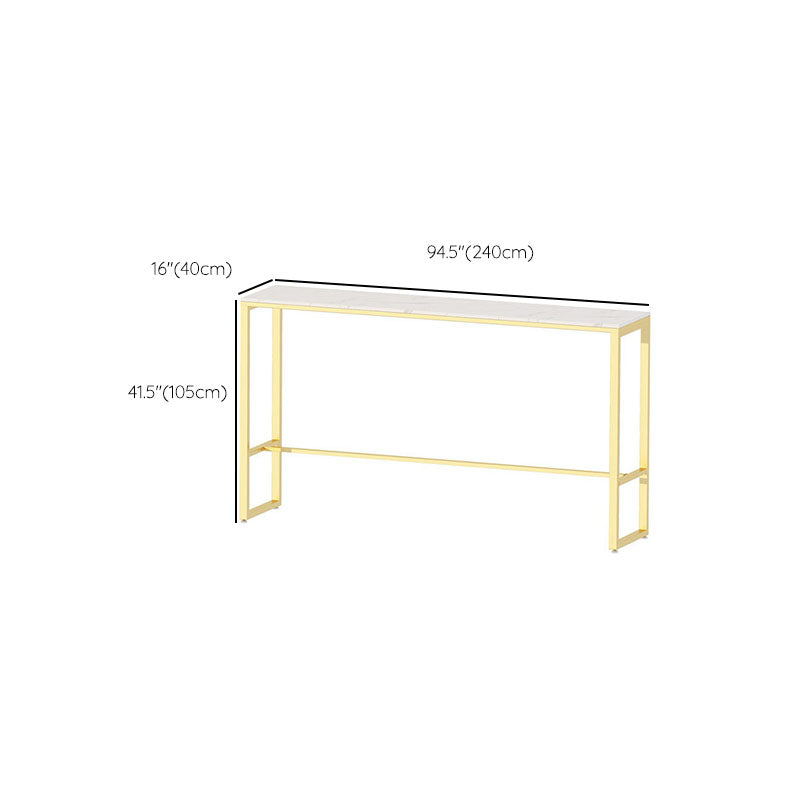Glam 1/4 Pieces Bar Table Set Rectangle Stone Counter Table with High Stools for Shops