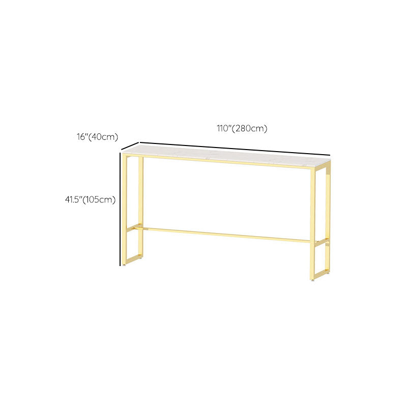 Glam 1/4 Pieces Bar Table Set Rectangle Stone Counter Table with High Stools for Shops