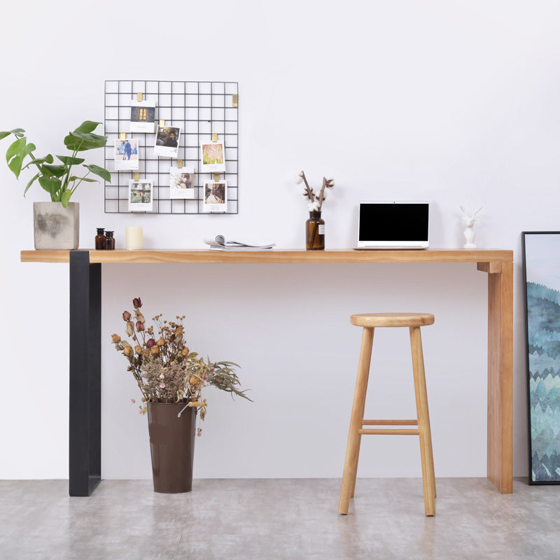 Industrial Style 1/2 Pieces Bar Table Set Rectangle Bar Table with Wooden Stools