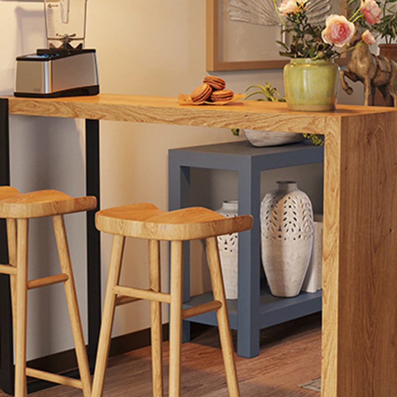 Modern 1/3 Pieces Bar Table Set Rectangle Pine Wood Counter Table for Living Room