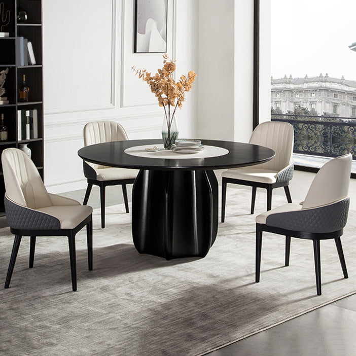 Solid Wood Dining Table Set 1/4/5/7 Pcs Pedestal Dining Table with Upholstered Chairs