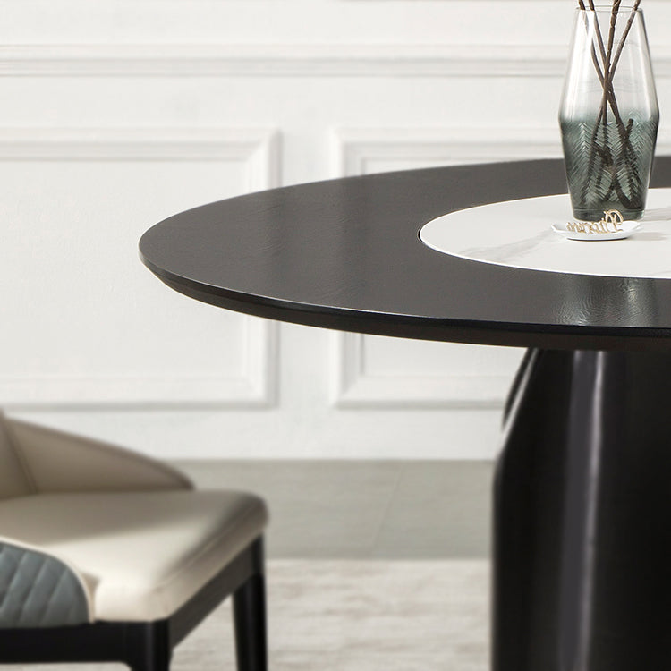 Solid Wood Dining Table Set 1/4/5/7 Pcs Pedestal Dining Table with Upholstered Chairs