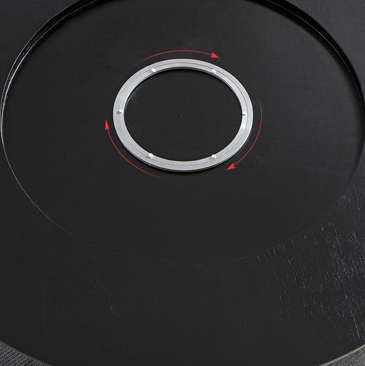 Solid Wood Table Set 1/4/5/7 Pcs Black Pedestal Dining Table with Upholstered Chair