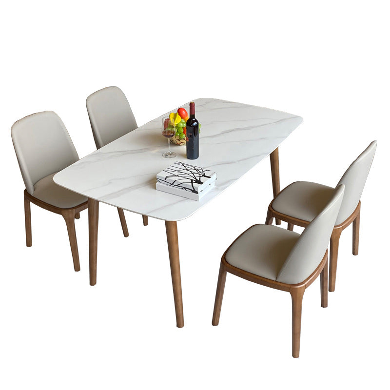 Rectangle Dining Table Set 1/2/5/6/7 Pieces Modern Dinette Set with Wooden Frame