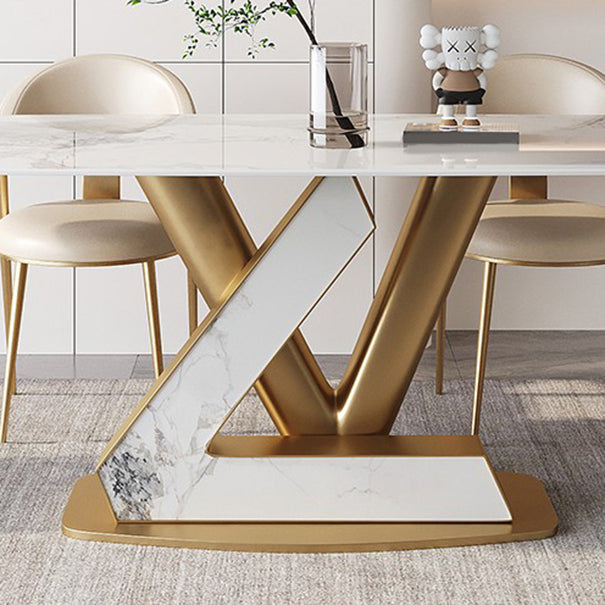 Rectangle Dining Table Set 1/4/5/7 Pcs Sintered Stone Top Table with Chairs