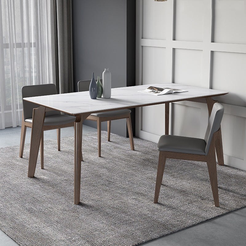 Glossy White Dining Table with Leather Chairs 1/2/4/5/7 Pieces Modern Dinette Set