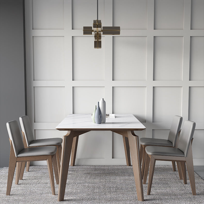 Glossy White Dining Table with Leather Chairs 1/2/4/5/7 Pieces Modern Dinette Set