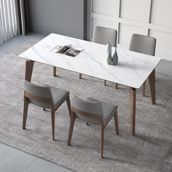 Glossy White Dining Table with Leather Chairs 1/2/4/5/7 Pieces Modern Dinette Set