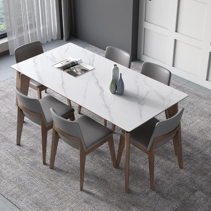 Glossy White Dining Table with Leather Chairs 1/2/4/5/7 Pieces Modern Dinette Set