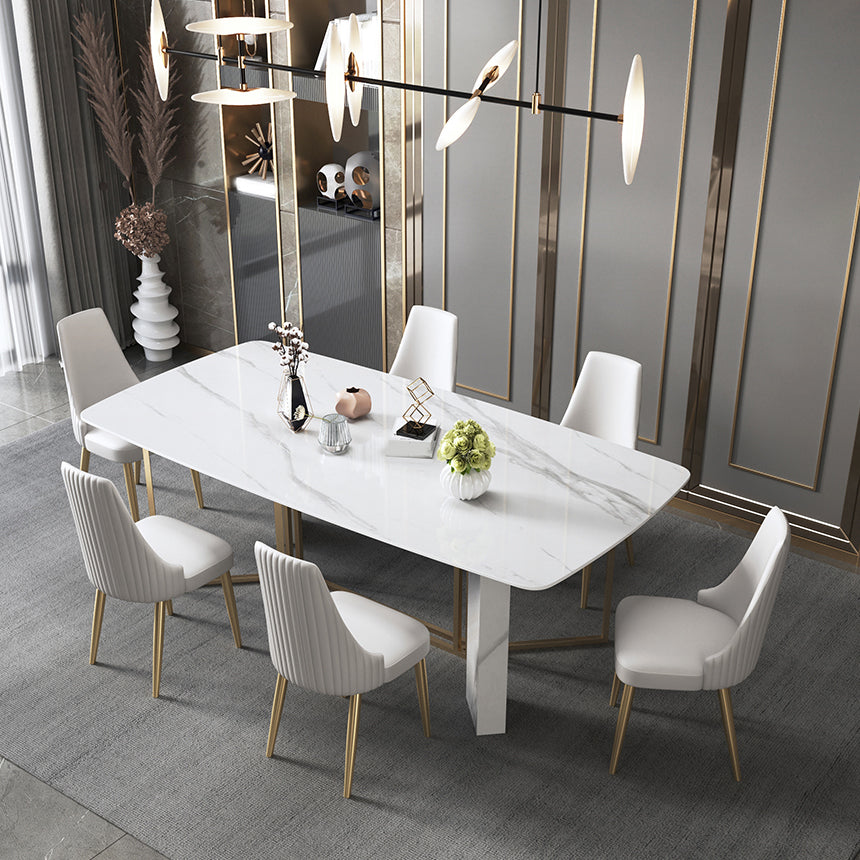 Glam Dining Room Set 1/4/5/7 Pcs Stone Top Dining Table with Upholstered Chairs