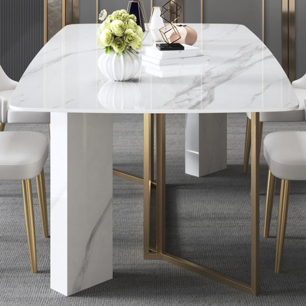 Glam Dining Room Set 1/4/5/7 Pcs Stone Top Dining Table with Upholstered Chairs