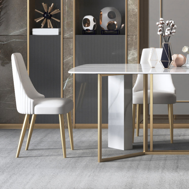 Glam Dining Room Set 1/4/5/7 Pcs Stone Top Dining Table with Upholstered Chairs