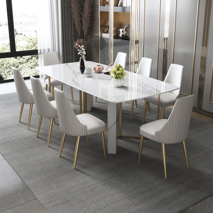 Glam Dining Room Set 1/4/5/7 Pcs Stone Top Dining Table with Upholstered Chairs