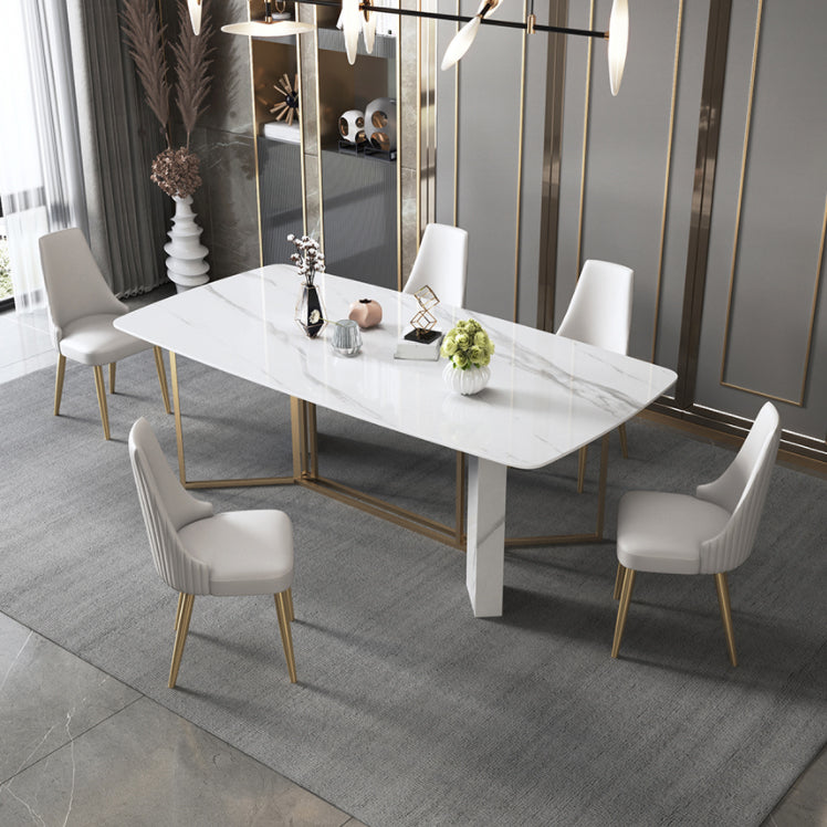 Glam Dining Room Set 1/4/5/7 Pcs Stone Top Dining Table with Upholstered Chairs