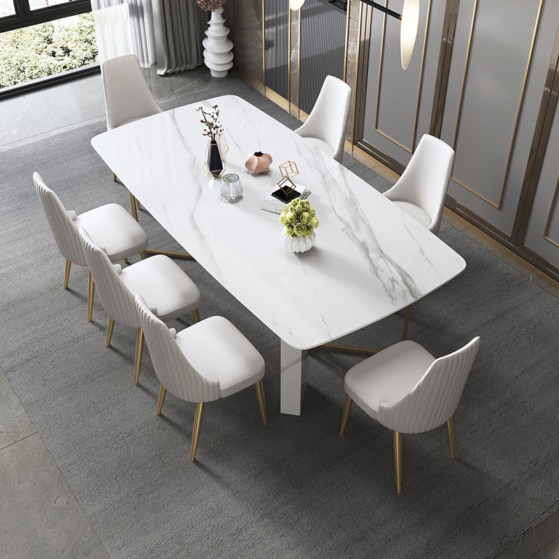 Glam Dining Room Set 1/4/5/7 Pcs Stone Top Dining Table with Upholstered Chairs