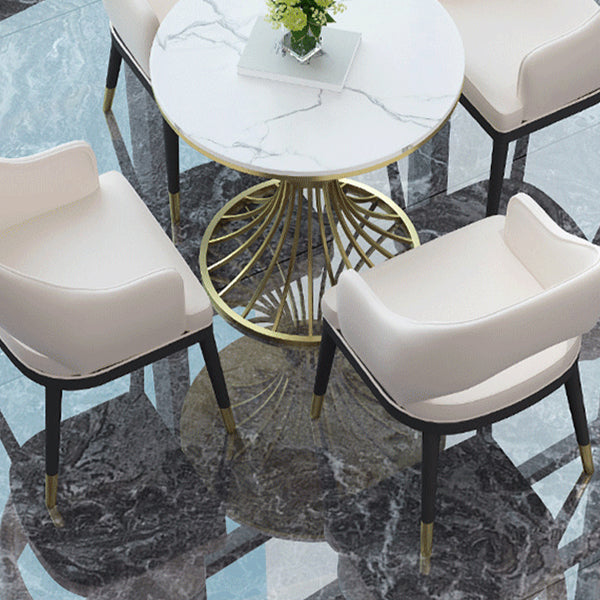 Contemporary Marble Top Dining Table Set 1/3/4/5 Pieces Round Dinette Set