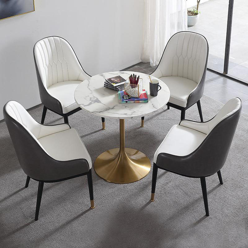 Contemporary Marble Dining Set 1/2/4/5 Pieces Round Dining Table Set with Padded Chairs