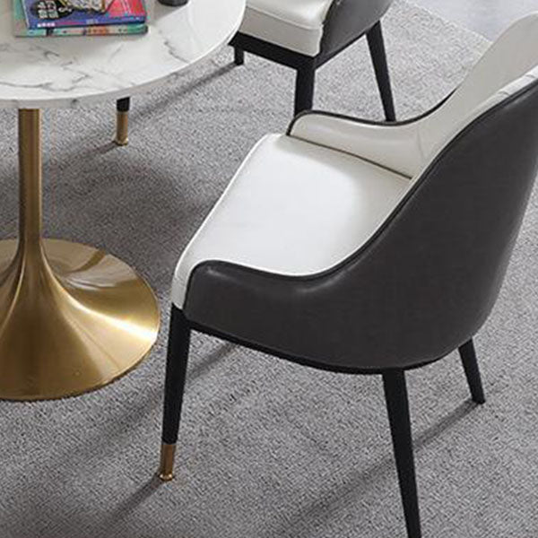 Contemporary Marble Dining Set 1/2/4/5 Pieces Round Dining Table Set with Padded Chairs