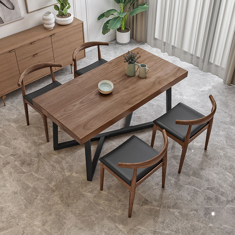 Industrial Brown Dining Table Set 1/5 Pieces Solid Wood Dinette Set for Home