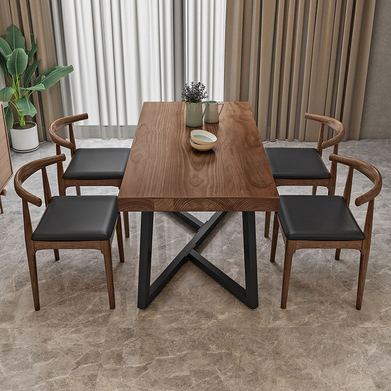 Industrial Brown Dining Table Set 1/5 Pieces Solid Wood Dinette Set for Home