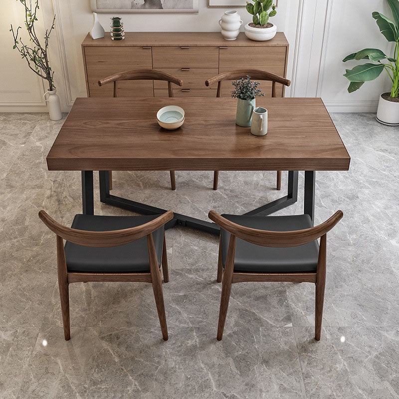 Industrial Brown Dining Table Set 1/5 Pieces Solid Wood Dinette Set for Home