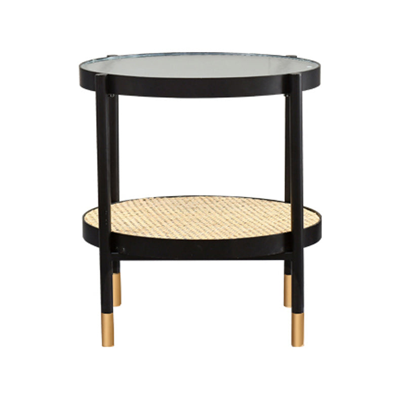 Modern Clear Glass Coffee Table with Storage Round 4 Legs Cocktail Table Set