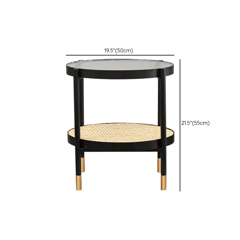 Modern Clear Glass Coffee Table with Storage Round 4 Legs Cocktail Table Set