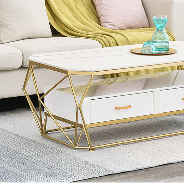 Geometric Slate 2 - Drawer Coffee Cocktail Table with Storage Shelf