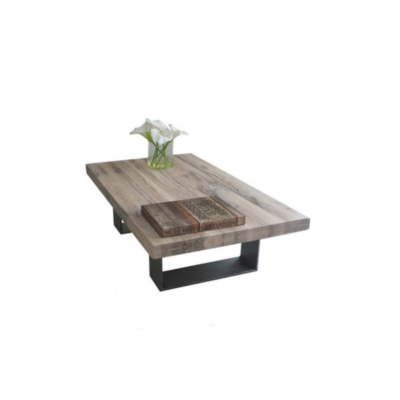 Rectangle Solid Wood Coffee Table Brown Sled Cocktail Table, 17.71" High