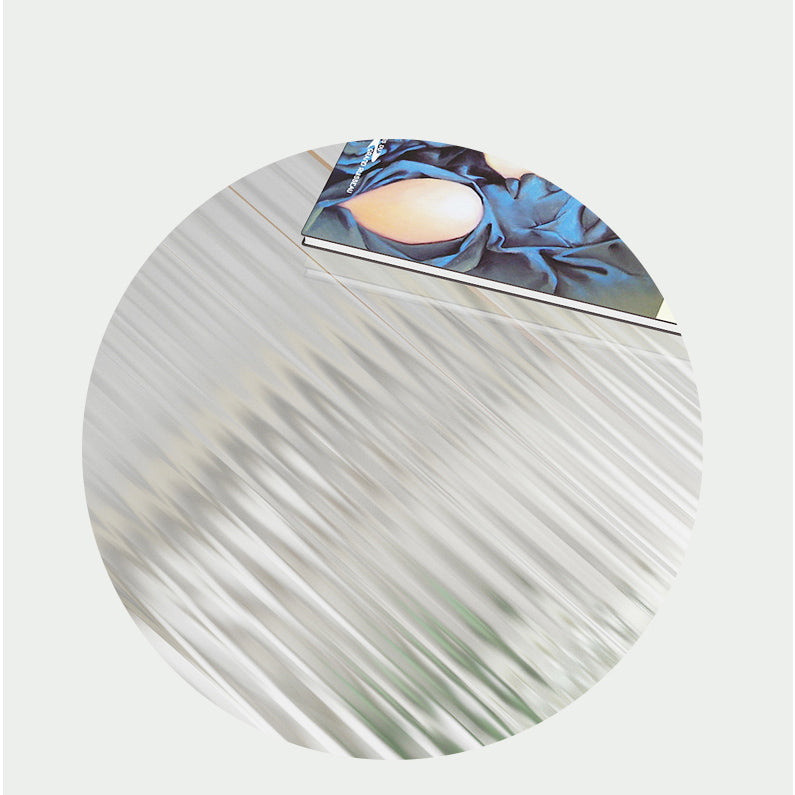 17.7" H Round Glass Coffee Table Iron 3 Legs Cocktail Table with Slate Shelf