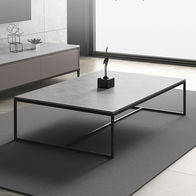 Trestle 1 Single Coffee Table Rectangular Slate Top Coffee Table in Gray