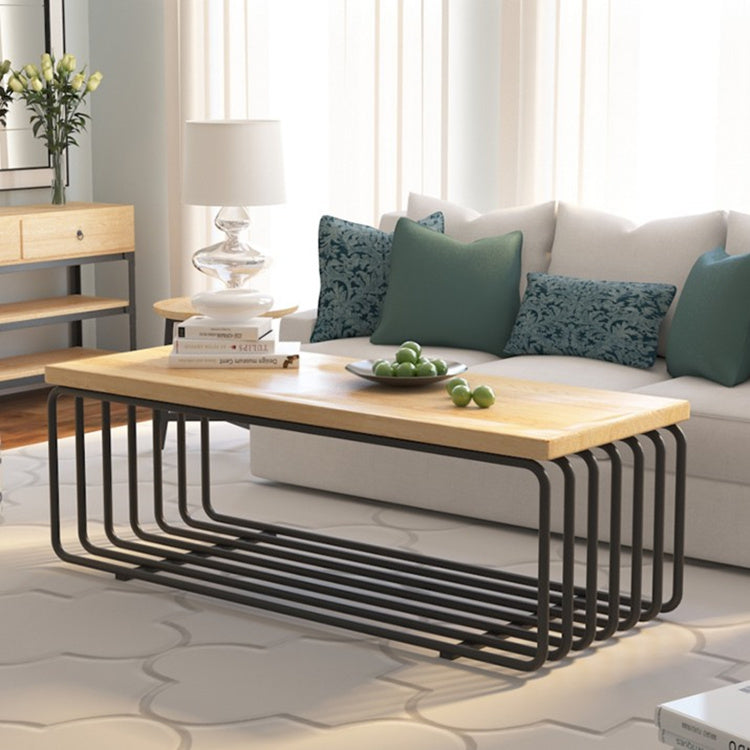 Metal Frame 1 Single Coffee Table Nordic Wood Rectangular Cocktail Table with Storage