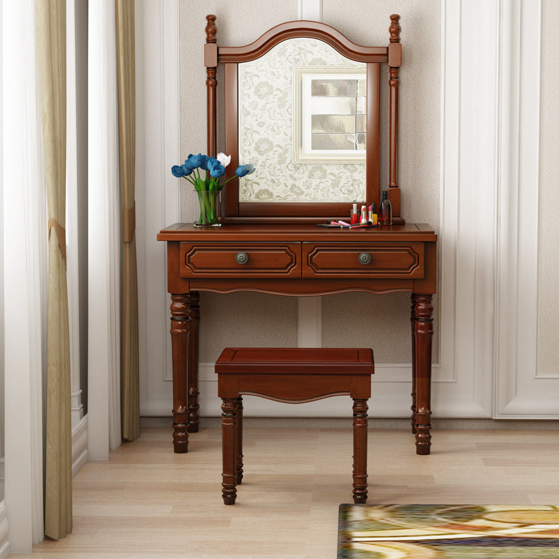 Three Piece Traditional Mirrored Vanity Set Solid Wood Dresser