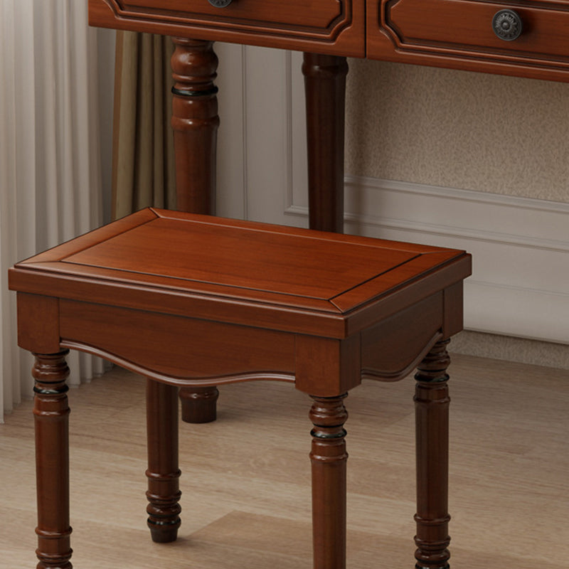 Three Piece Traditional Mirrored Vanity Set Solid Wood Dresser